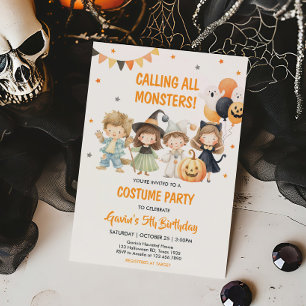 Spooktacular Monsters Halloween Kostuum Verjaardag Kaart