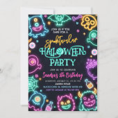 Spooktacular Neon Halloween Birthday Invitation Kaart (Voorkant)