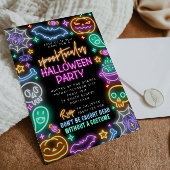 Spooktacular Neon Halloween Invitation Kaart