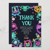 Spooktacular Neon Halloween Verjaardag Bedankkaart (Voorkant / Achterkant)