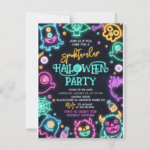 Spooktacular Neon Halloween Verjaardag Uitnodiging