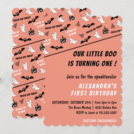 Spooktacular Oktober Halloween 1e verjaardag Kaart (Voorkant / Achterkant)
