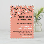 Spooktacular Oktober Halloween 1e verjaardag Kaart (Staand voorkant)