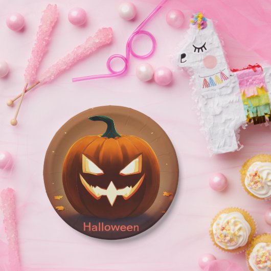Spooktacular Paper Borden voor Halloween Fun Papieren Bordje (Feest)