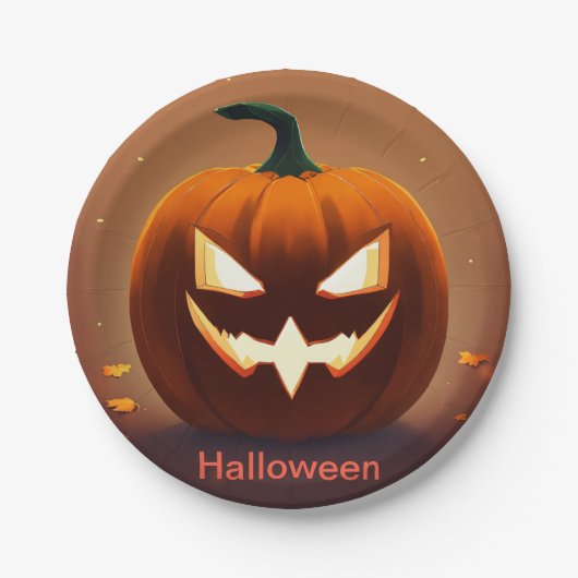 Spooktacular Paper Borden voor Halloween Fun Papieren Bordje (Voorkant)