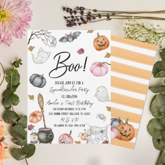 Spooktacular Party Eerste Verjaardag Baby shower Kaart