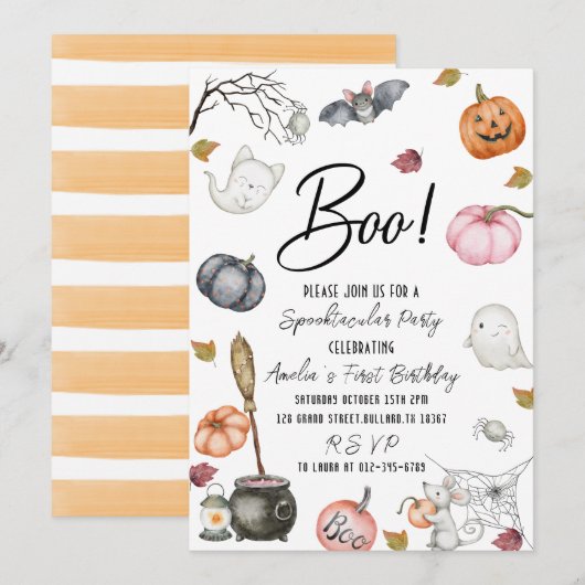 Spooktacular Party Eerste Verjaardag Baby shower Kaart (Voorkant / Achterkant)