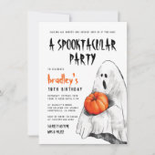 Spooktacular Party Halloween Ghost Boy Birthday Kaart (Voorkant)