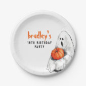 Spooktacular Party Halloween Ghost Boy Birthday Papieren Bordje (Voorkant)
