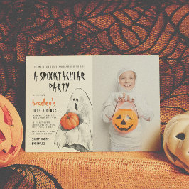 Spooktacular Party Halloween Ghost Photo Birthday Kaart