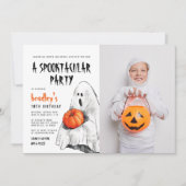 Spooktacular Party Halloween Ghost Photo Birthday Kaart (Voorkant)