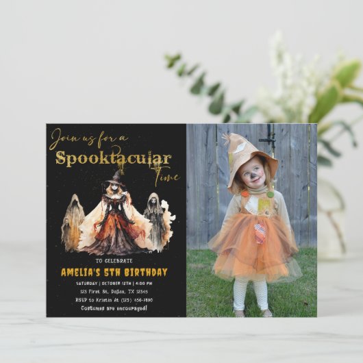 Spooktacular Party Halloween Heksen Verjaardag Kaart (Staand voorkant)