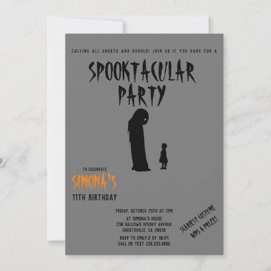 Spooktacular Party Halloween Spook en Kind Kaart (Voorkant)