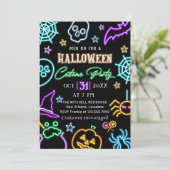 Spooktacular Party Neon Glow Donker Halloween Part Kaart (Staand voorkant)