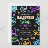 Spooktacular Party Neon Glow Halloween Party Kaart (Voorkant)
