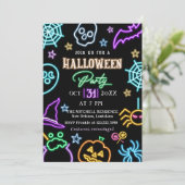 Spooktacular Party Neon Glow Halloween Party Kaart (Staand voorkant)