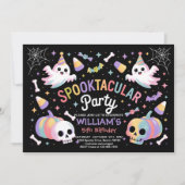 Spooktacular Party Pastel Ghost Halloween Kaart (Voorkant)