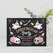 Spooktacular Party Pastel Ghost Halloween Kaart (Staand voorkant)