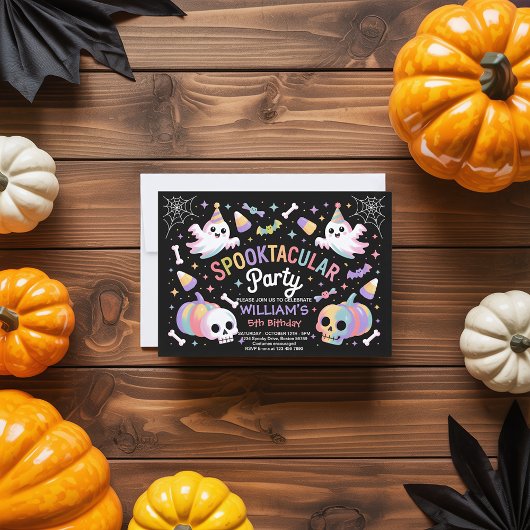 Spooktacular Party Pastel Ghost Halloween Kaart