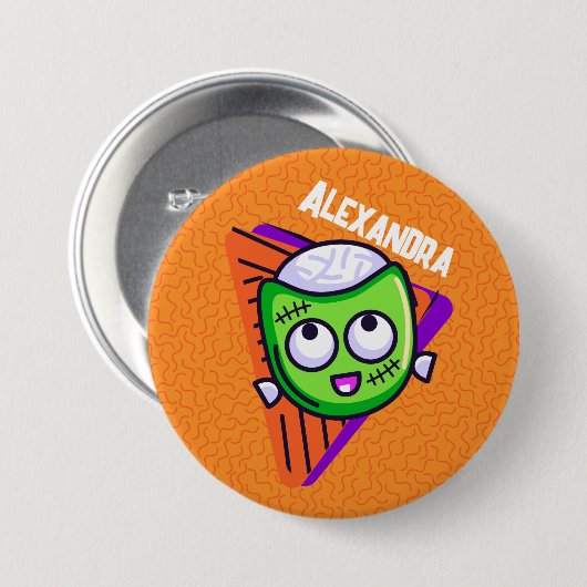 Spooktacular Personalized Zombie Button - orange (Voorkant /achterkant)