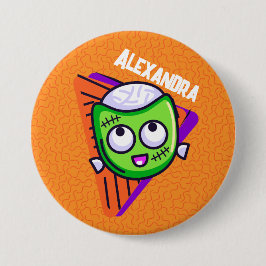 Spooktacular Personalized Zombie Button - orange