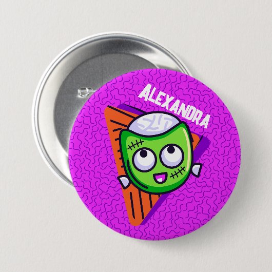 Spooktacular Personalized Zombie Button - purple (Voorkant /achterkant)