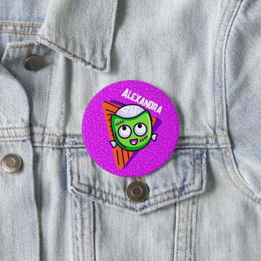 Spooktacular Personalized Zombie Button - purple (In situ)