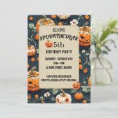 spooktacular pompoen Halloween kinderen verjaardag Kaart (Staand voorkant)