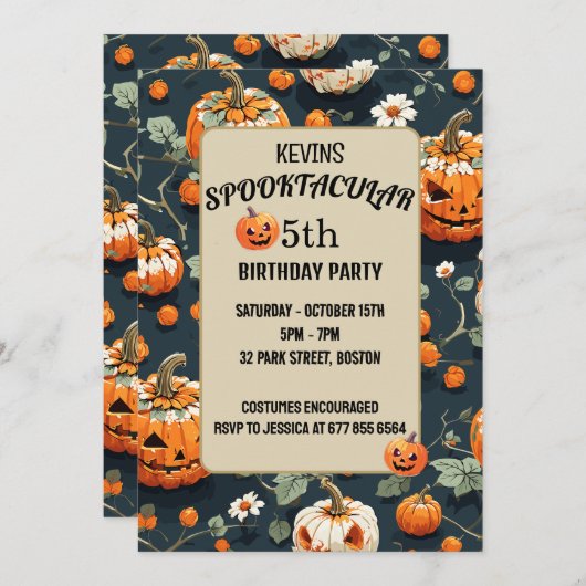 spooktacular pompoen Halloween kinderen verjaardag Kaart (Voorkant / Achterkant)