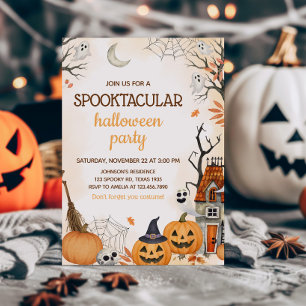 Spooktacular Pumpkin Halloween Party Kaart