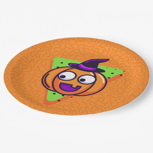 Spooktacular Pumpkin Halloween Plates - Orange Papieren Bordje (Gekanteld)