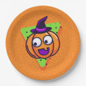 Spooktacular Pumpkin Halloween Plates - Orange Papieren Bordje (Voorkant)