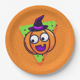 Spooktacular Pumpkin Halloween Plates - Orange Papieren Bordje