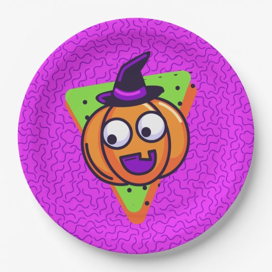 Spooktacular Pumpkin Halloween Plates - Purple Papieren Bordje (Voorkant)