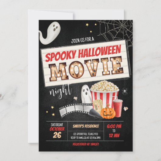 Spooktacular Scary Halloween Movie Night Party Kaart (Voorkant)