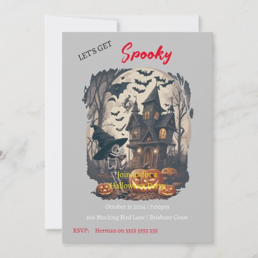 Spooktacular Scary Halloween Uitnodiging (Voorkant)