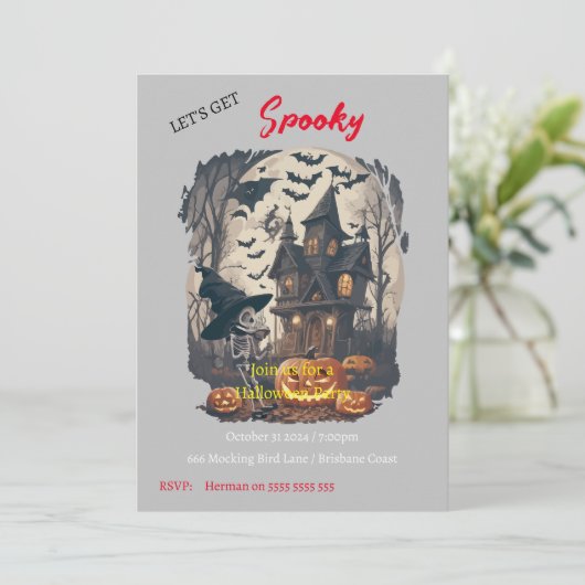 Spooktacular Scary Halloween Uitnodiging (Staand voorkant)