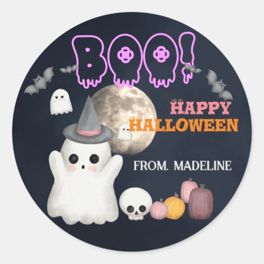 Spooktacular schattige Halloween feestuitnodiginge Ronde Sticker (Voorkant)