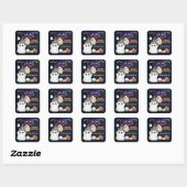 Spooktacular schattige Halloween feestuitnodiginge Vierkante Sticker (Vel)