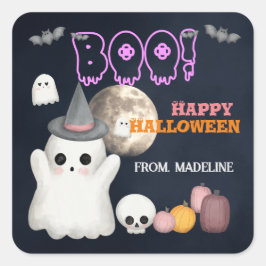 Spooktacular schattige Halloween feestuitnodiginge Vierkante Sticker