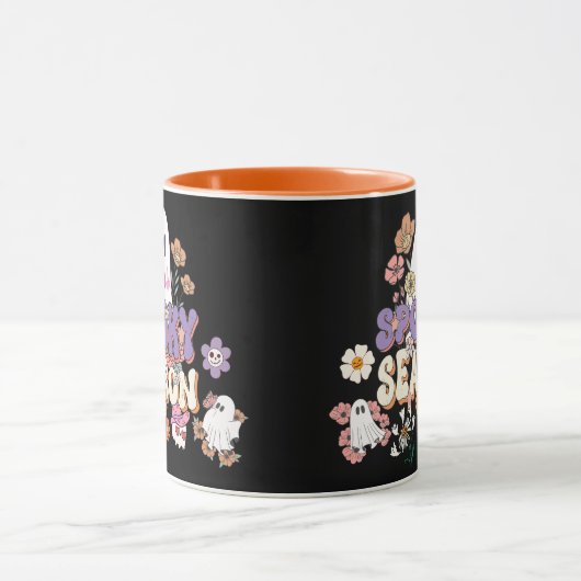 Spooktacular Schattigee Ghost Halloween Zwart Paar Mok (Midden)