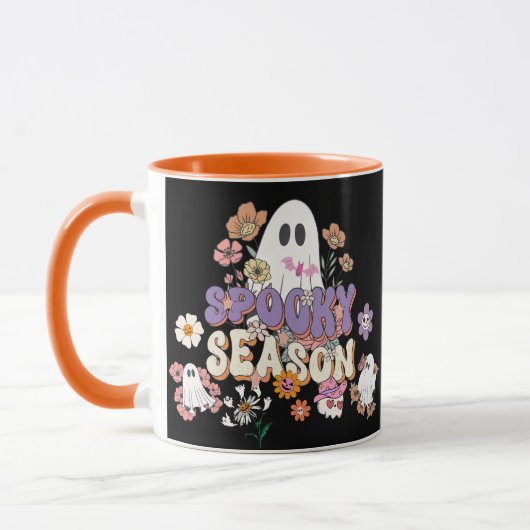 Spooktacular Schattigee Ghost Halloween Zwart Paar Mok (Links)