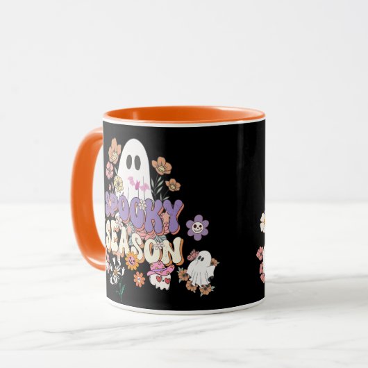 Spooktacular Schattigee Ghost Halloween Zwart Paar Mok (Voorkant links)