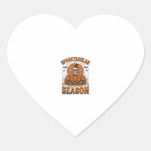 Spooktacular Seizoen Vintage Halloween Schedel Pom Hart Sticker