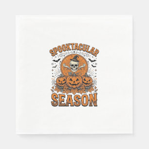 Spooktacular Seizoen Vintage Halloween Schedel Pom Servet