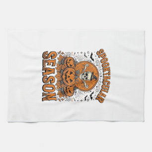 Spooktacular Seizoen Vintage Halloween Schedel Pom Theedoek