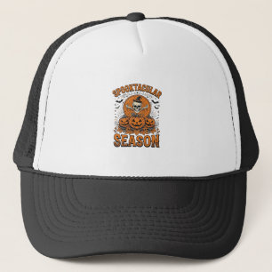 Spooktacular Seizoen Vintage Halloween Schedel Pom Trucker Pet