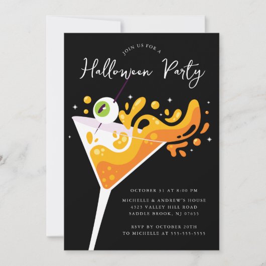 Spooktacular Sip Soiree Halloween Kaart (Voorkant)