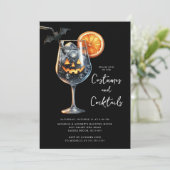 Spooktacular Sips Cocktail Halloween Feestje Kaart (Staand voorkant)