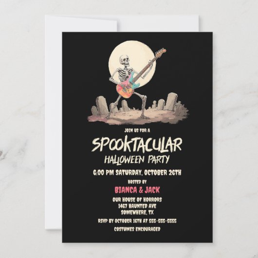 Spooktacular Skeleton Halloween Party Kaart (Voorkant)